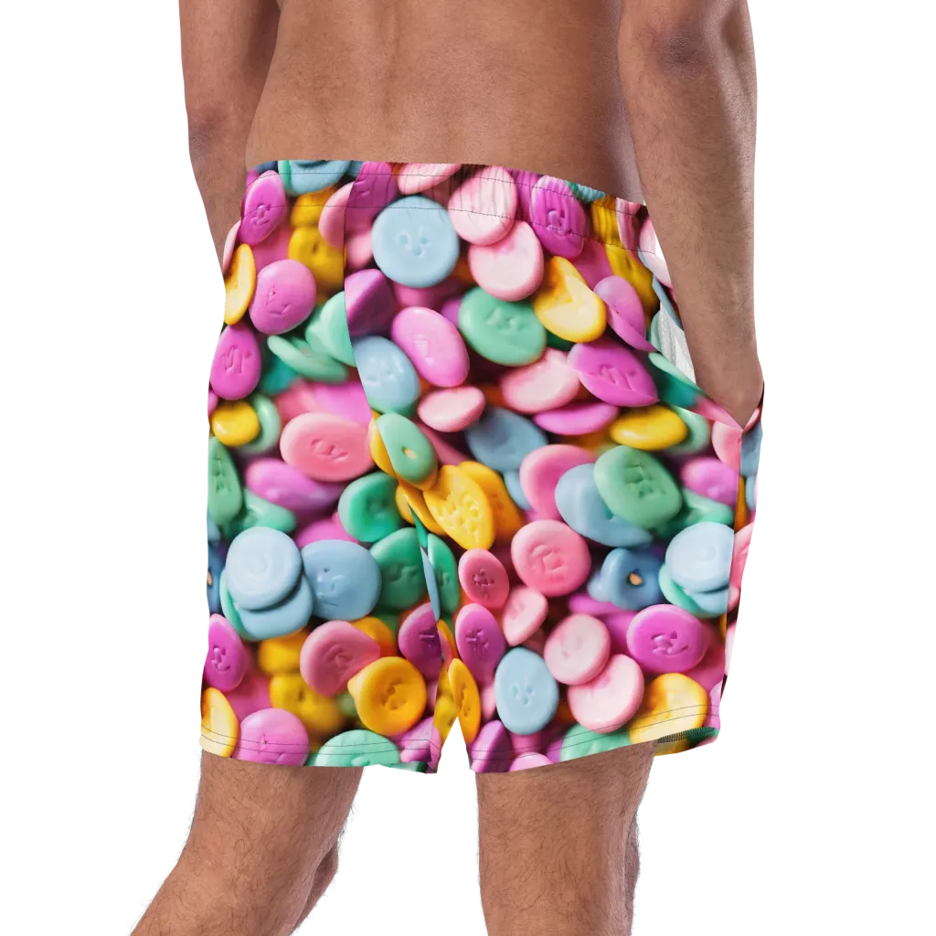 Candy Confetti on Swim Trunks — Right Back