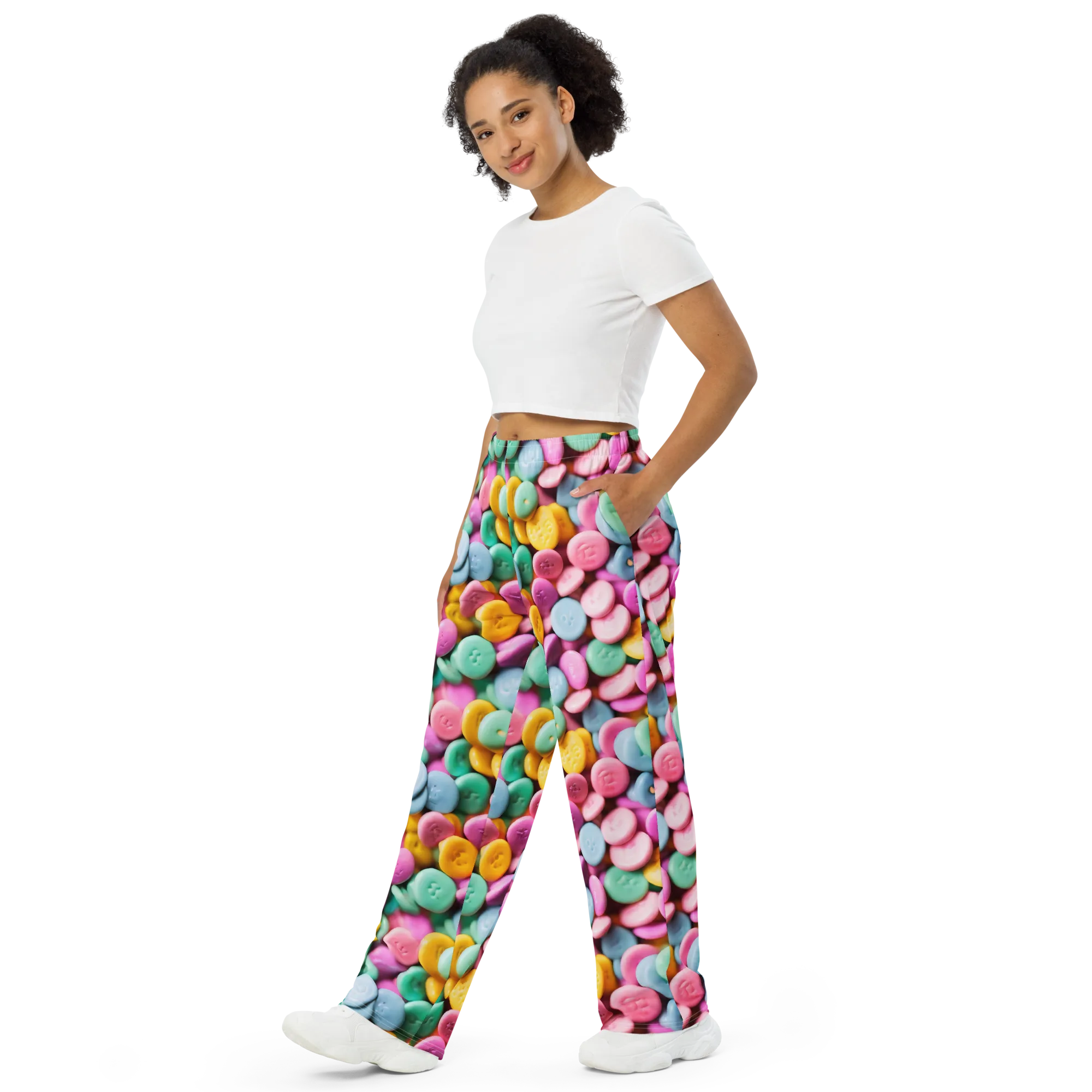 Candy Confetti on Wide-Leg Pants — Left Front