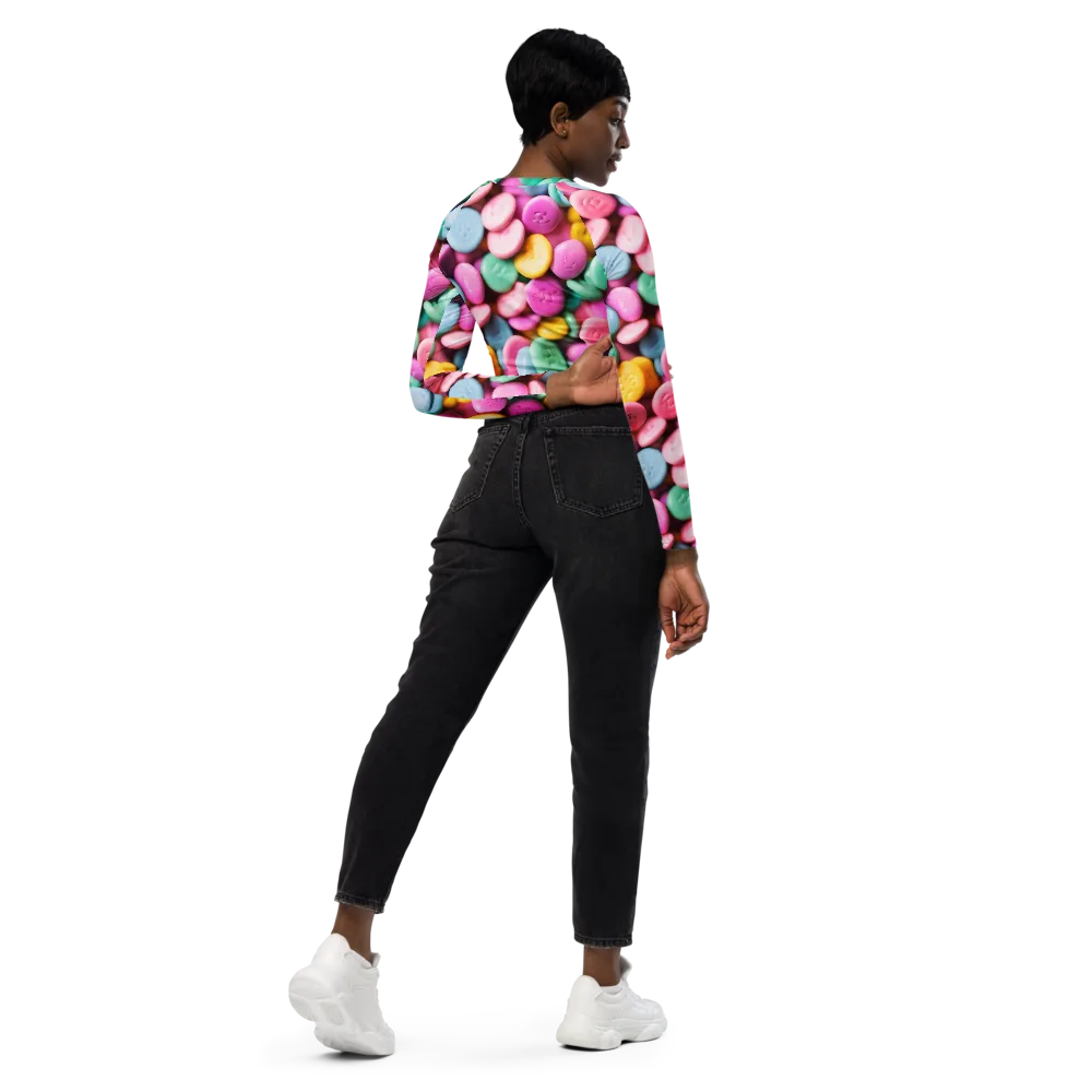 Candy Confetti on Long Sleeve Crop Top — Right Back