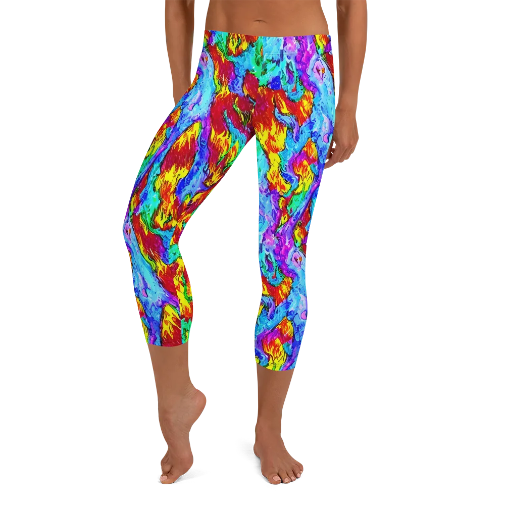 Prismatic Blaze on Capri Leggings — Front