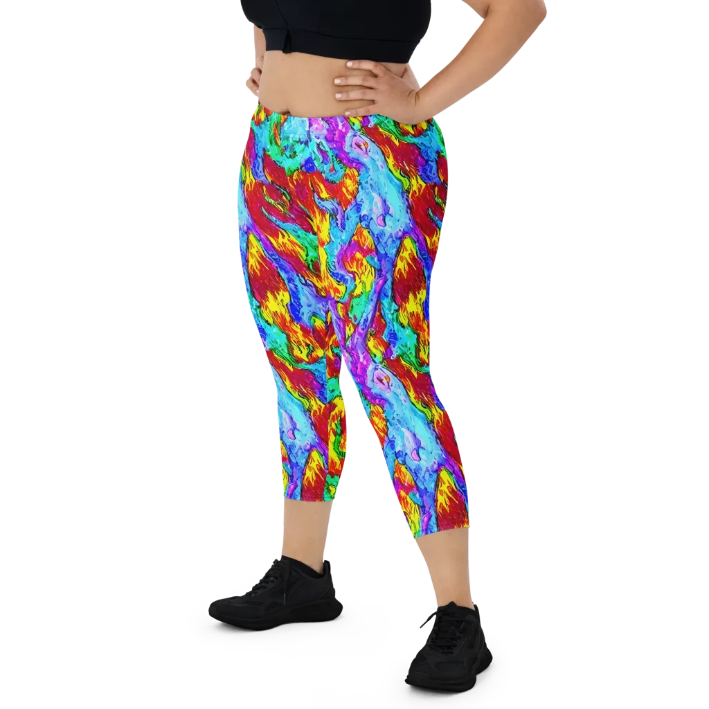 Prismatic Blaze on Capri Leggings — Front