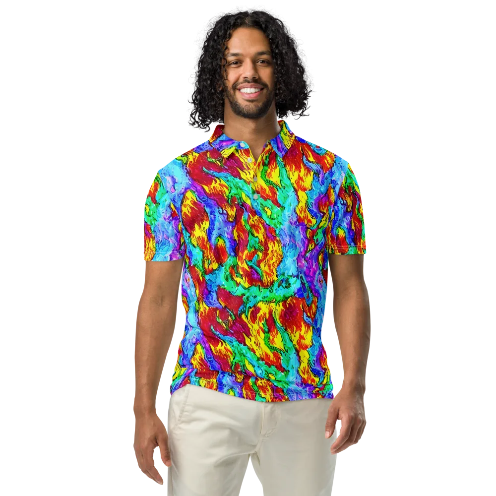 Prismatic Blaze on Men's Slim Fit Polo Shirt — Front