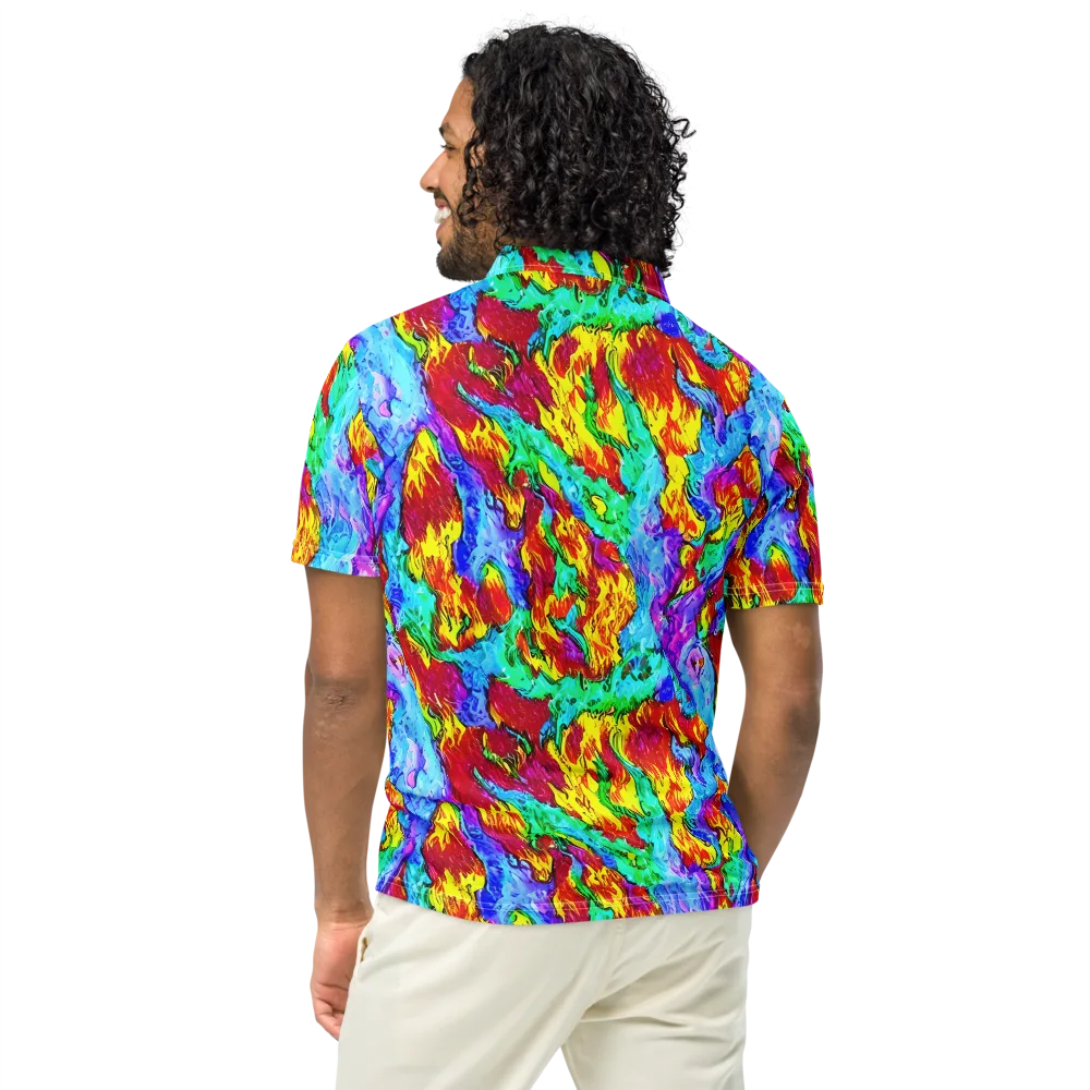 Prismatic Blaze on Men's Slim Fit Polo Shirt — Back