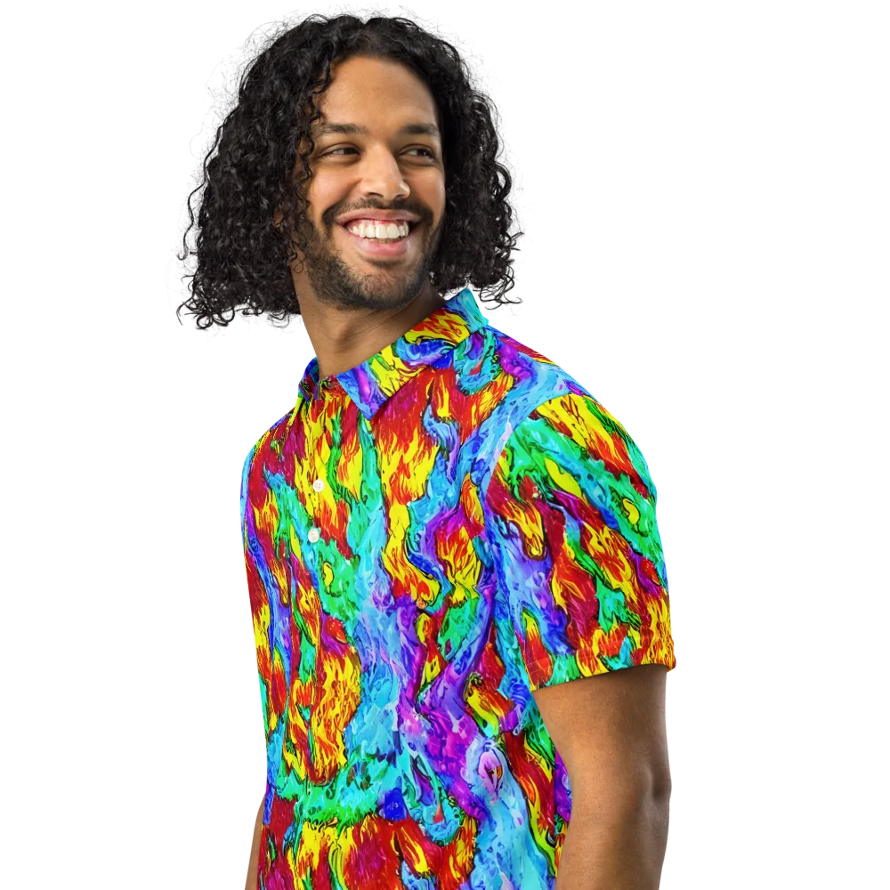 Prismatic Blaze on Men's Slim Fit Polo Shirt — Left Front