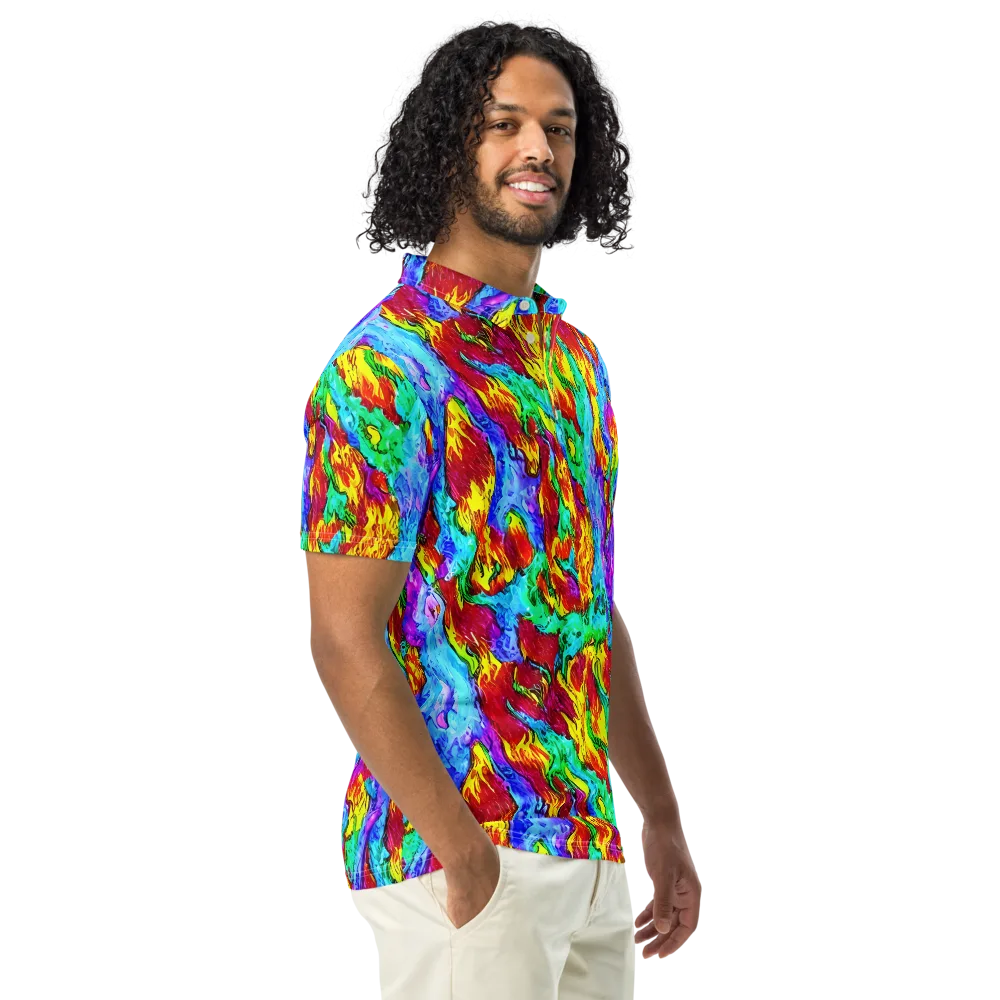 Prismatic Blaze on Men's Slim Fit Polo Shirt — Right Front