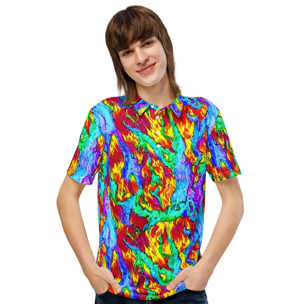 Prismatic Blaze on Men's Slim Fit Polo Shirt — Front