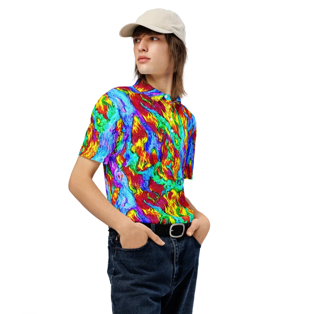 Prismatic Blaze on Men's Slim Fit Polo Shirt — Right Front