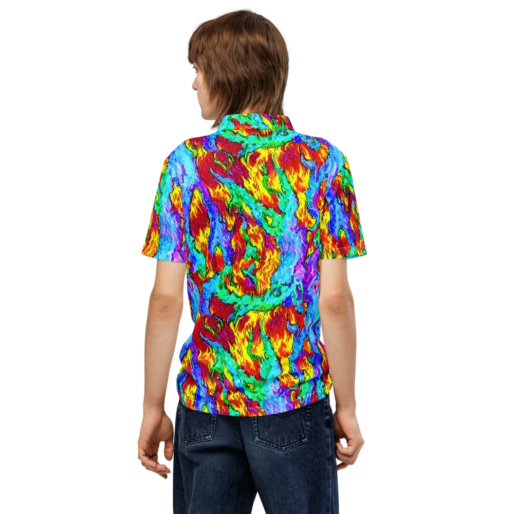 Prismatic Blaze on Men's Slim Fit Polo Shirt — Back
