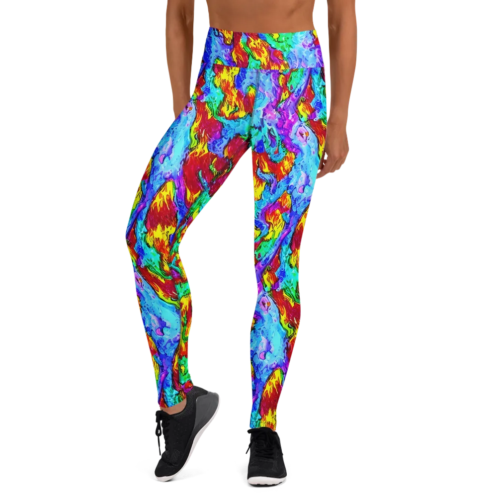 Prismatic Blaze on Yoga Leggings — Front