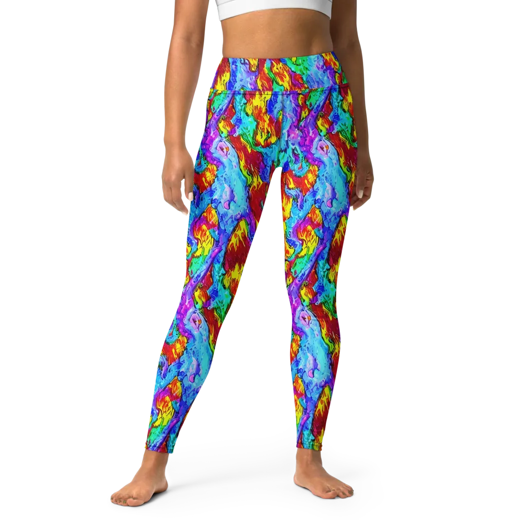 Prismatic Blaze on Yoga Leggings — Front