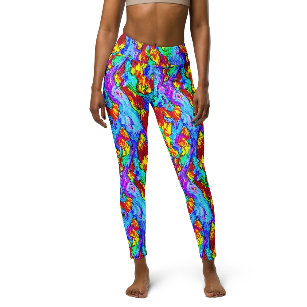 Prismatic Blaze on Yoga Leggings — Front