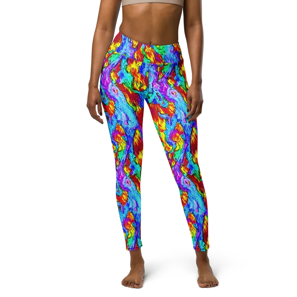 Prismatic Blaze on Yoga Leggings — Front