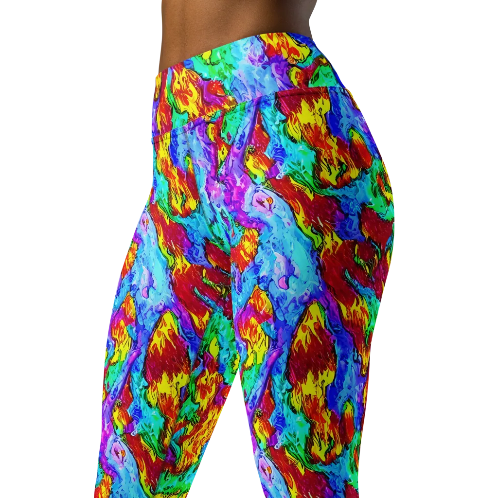 Prismatic Blaze on Yoga Leggings — Left Front