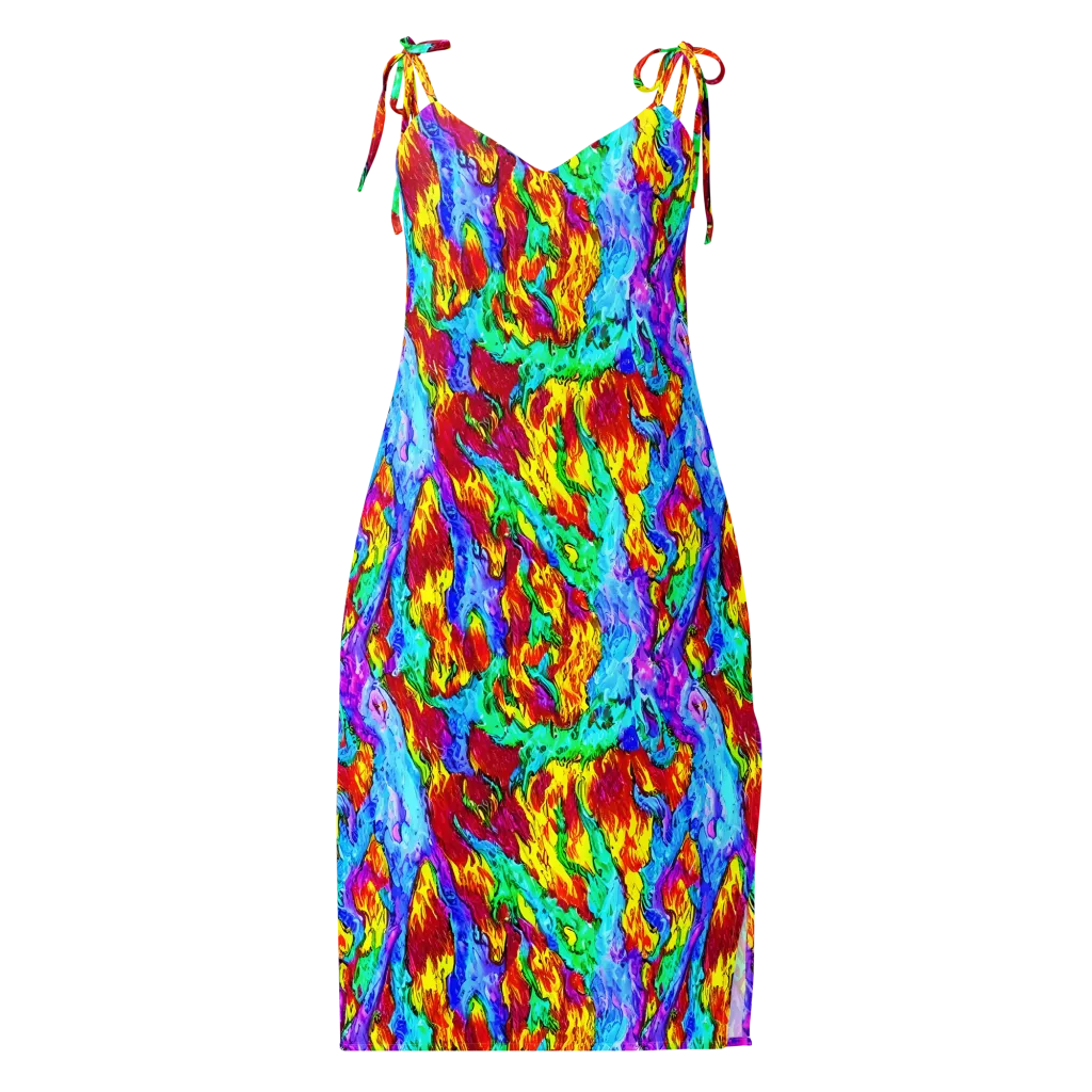 Prismatic Blaze on Slip Dress — Front