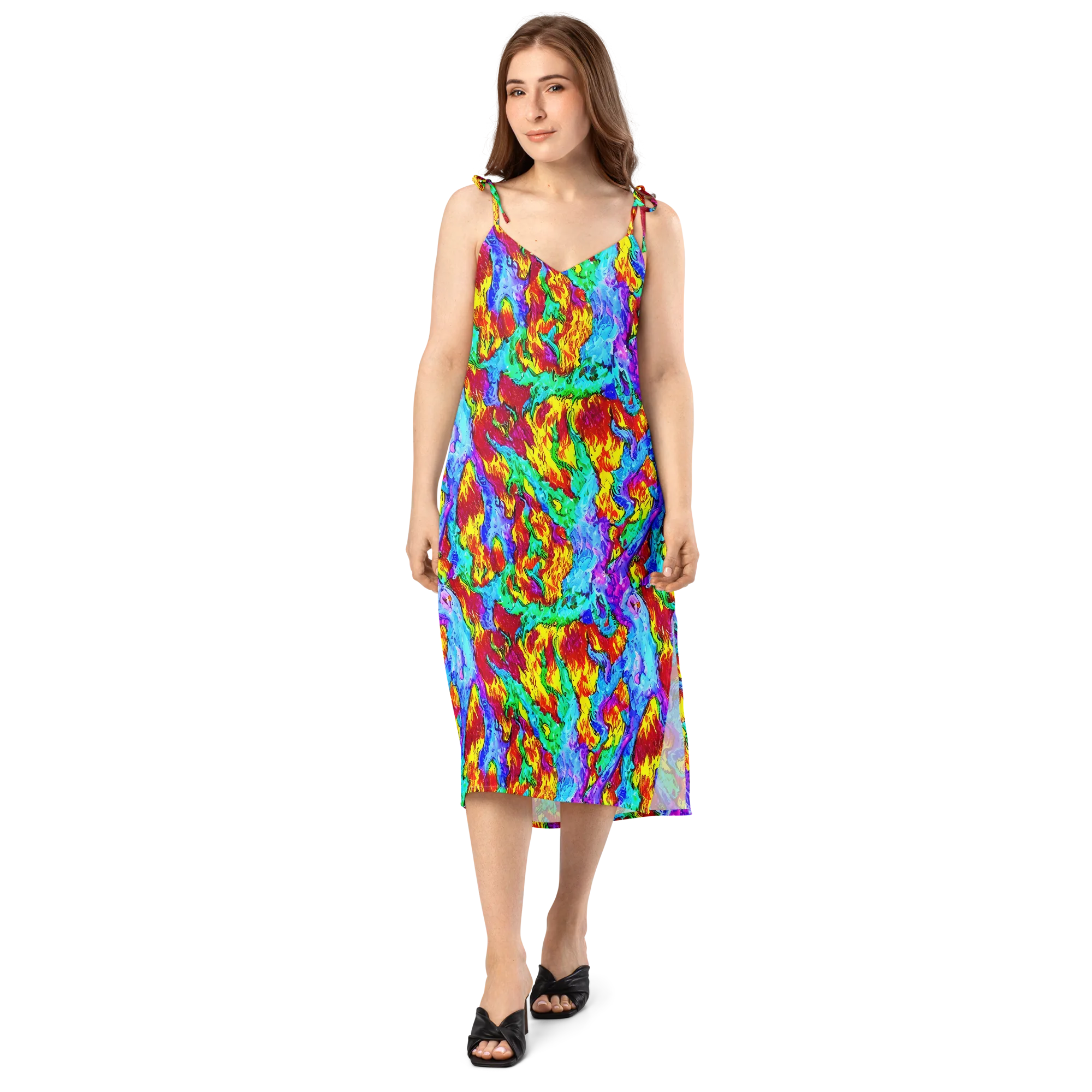 Prismatic Blaze on Slip Dress — Front