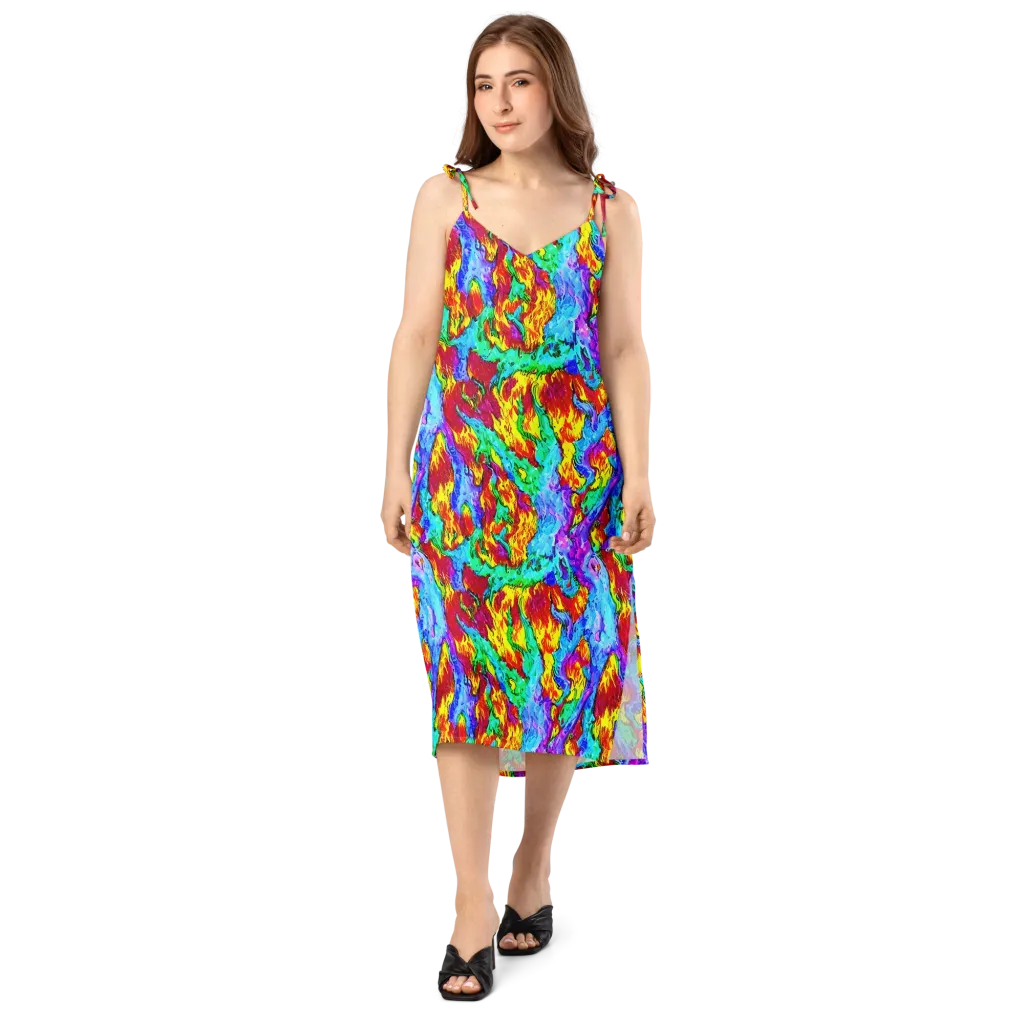 Prismatic Blaze on Slip Dress — Front
