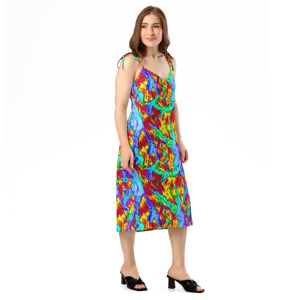 Prismatic Blaze on Slip Dress — Right Front