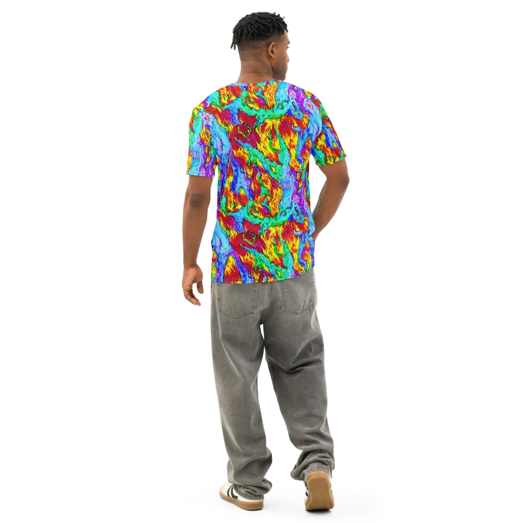 Prismatic Blaze on Men's Cotton Crew Neck T-Shirt — Back