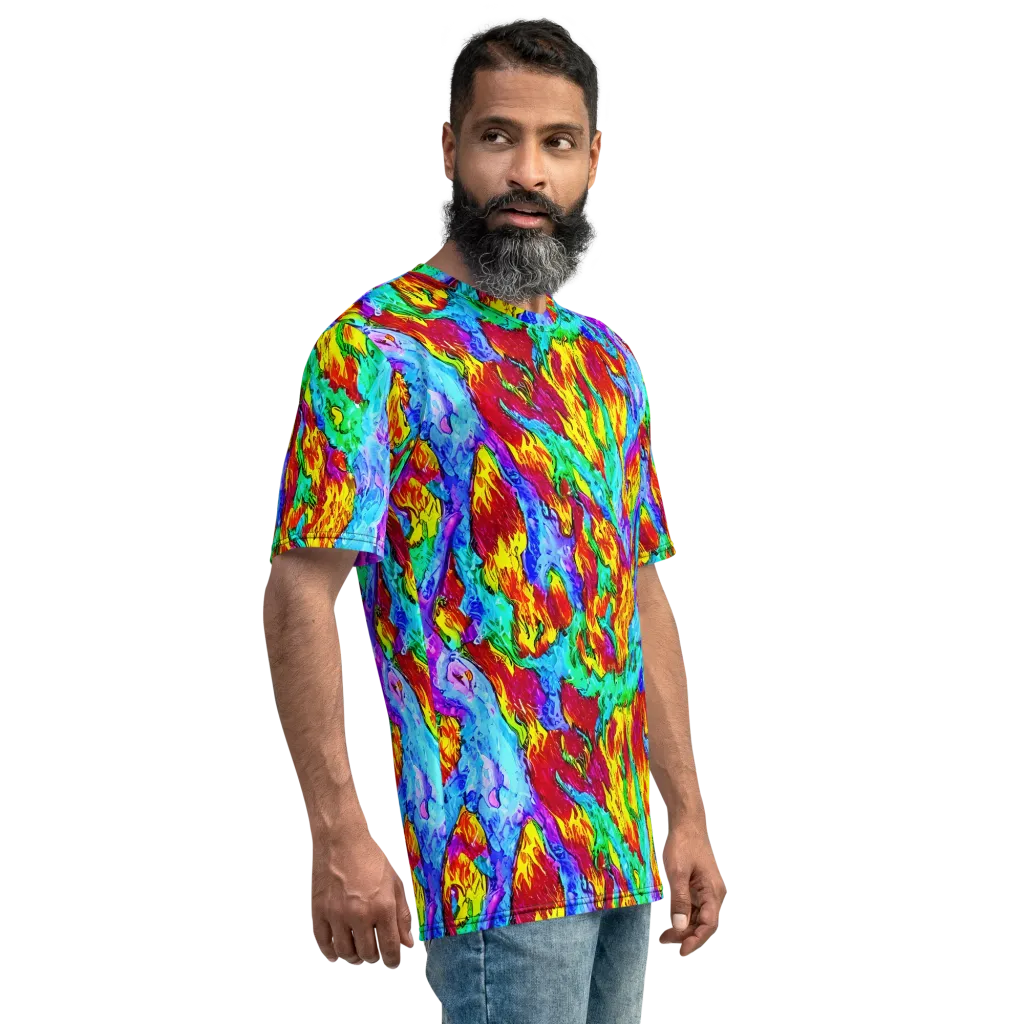 Prismatic Blaze on Men's Crew Neck T-Shirt — Right