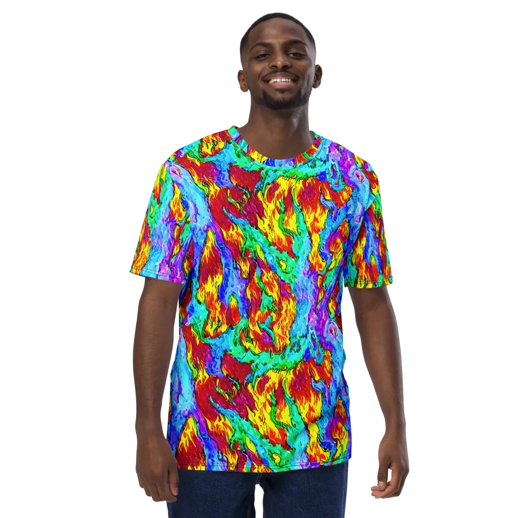 Prismatic Blaze on Men's Crew Neck T-Shirt — Front