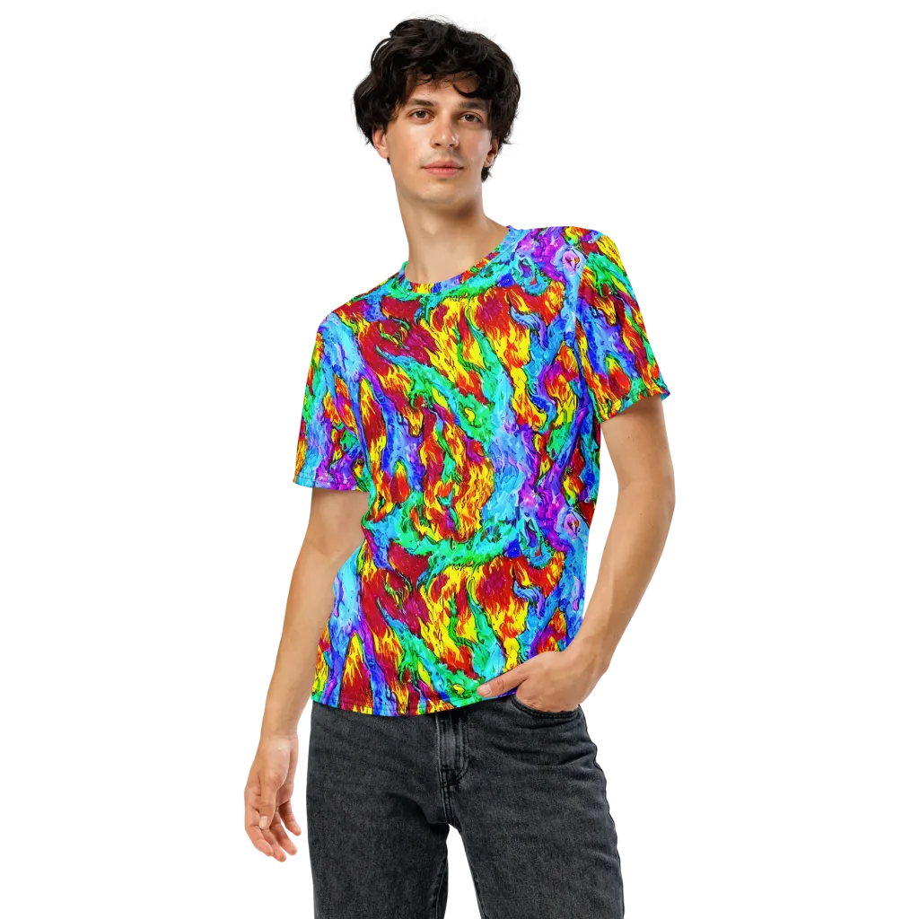 Prismatic Blaze on Men's Crew Neck T-Shirt — Front