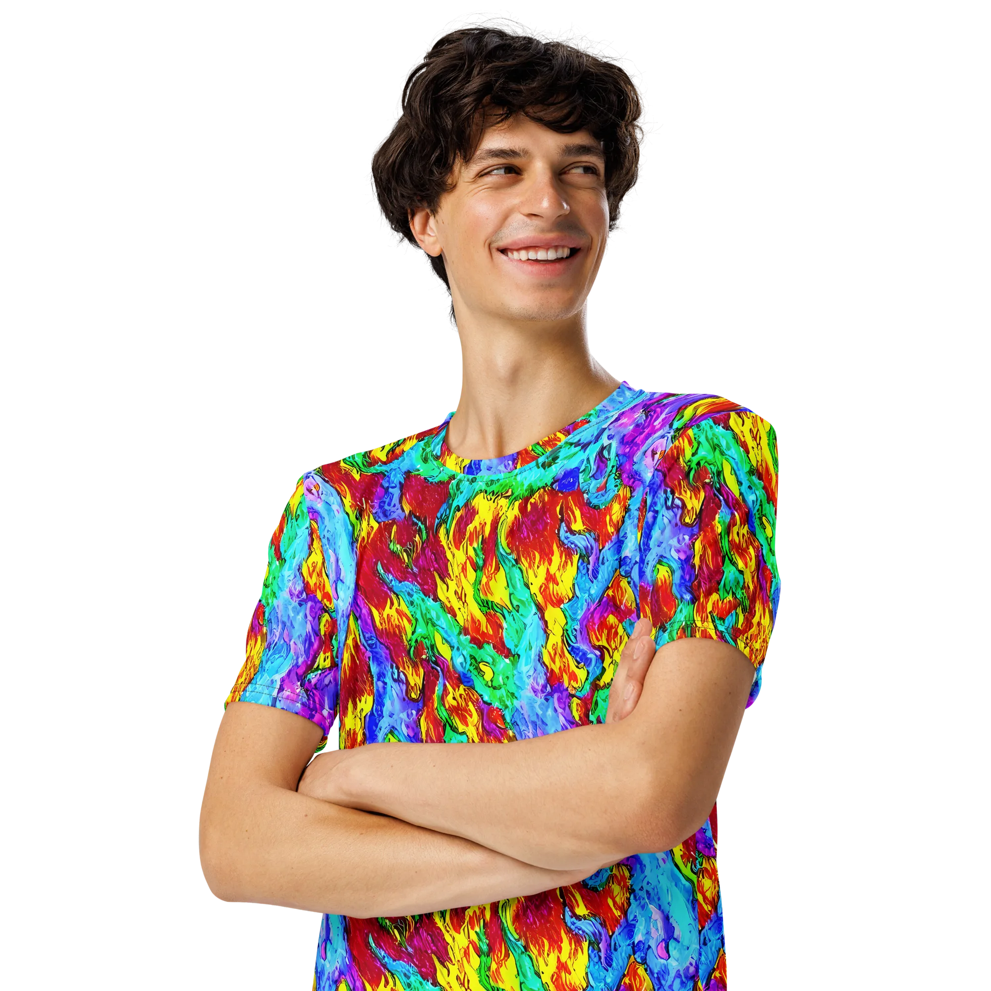 Prismatic Blaze on Men's Crew Neck T-Shirt — Left Front