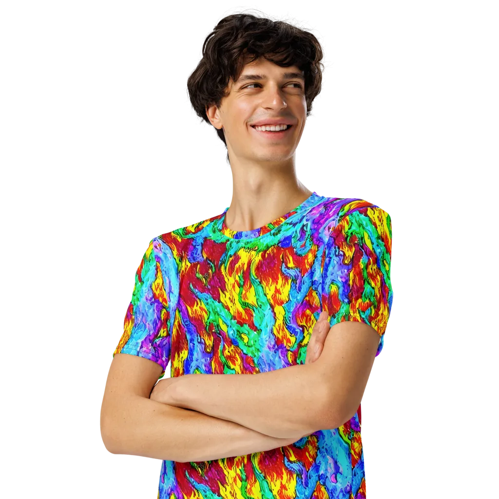 Prismatic Blaze on Men's Crew Neck T-Shirt — Left Front