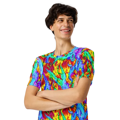 Prismatic Blaze on a Men's Crew Neck T-Shirt