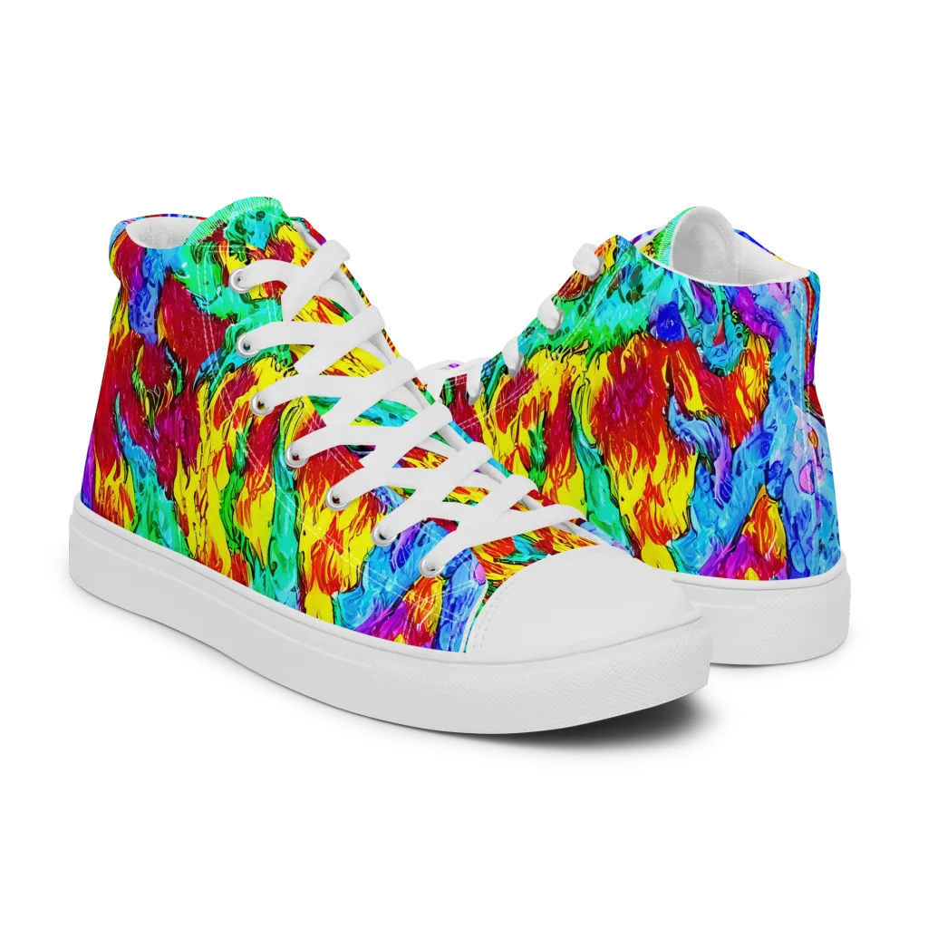 Prismatic Blaze on Men's High Top Canvas Shoes — Right