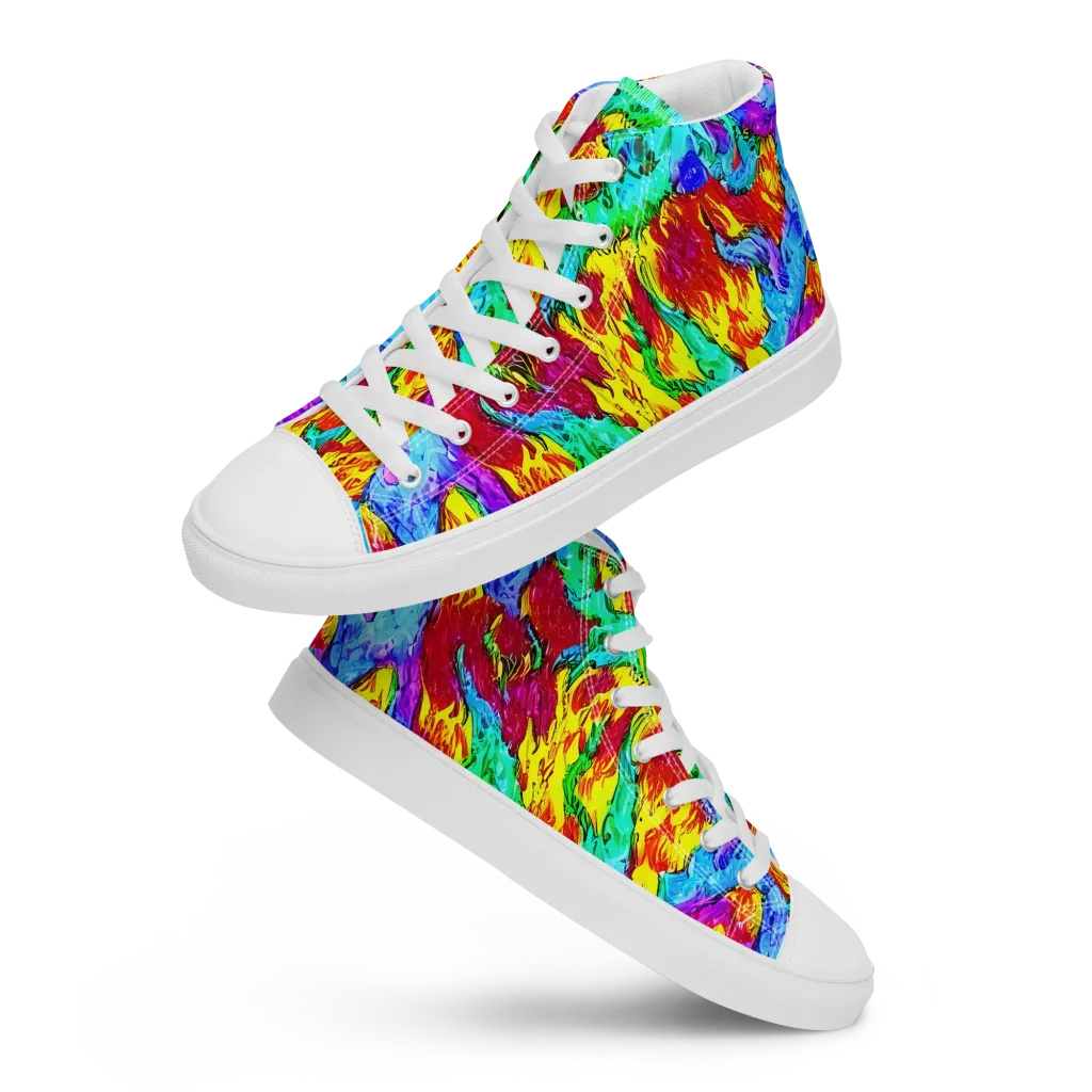 Prismatic Blaze on Men's High Top Canvas Shoes — Front