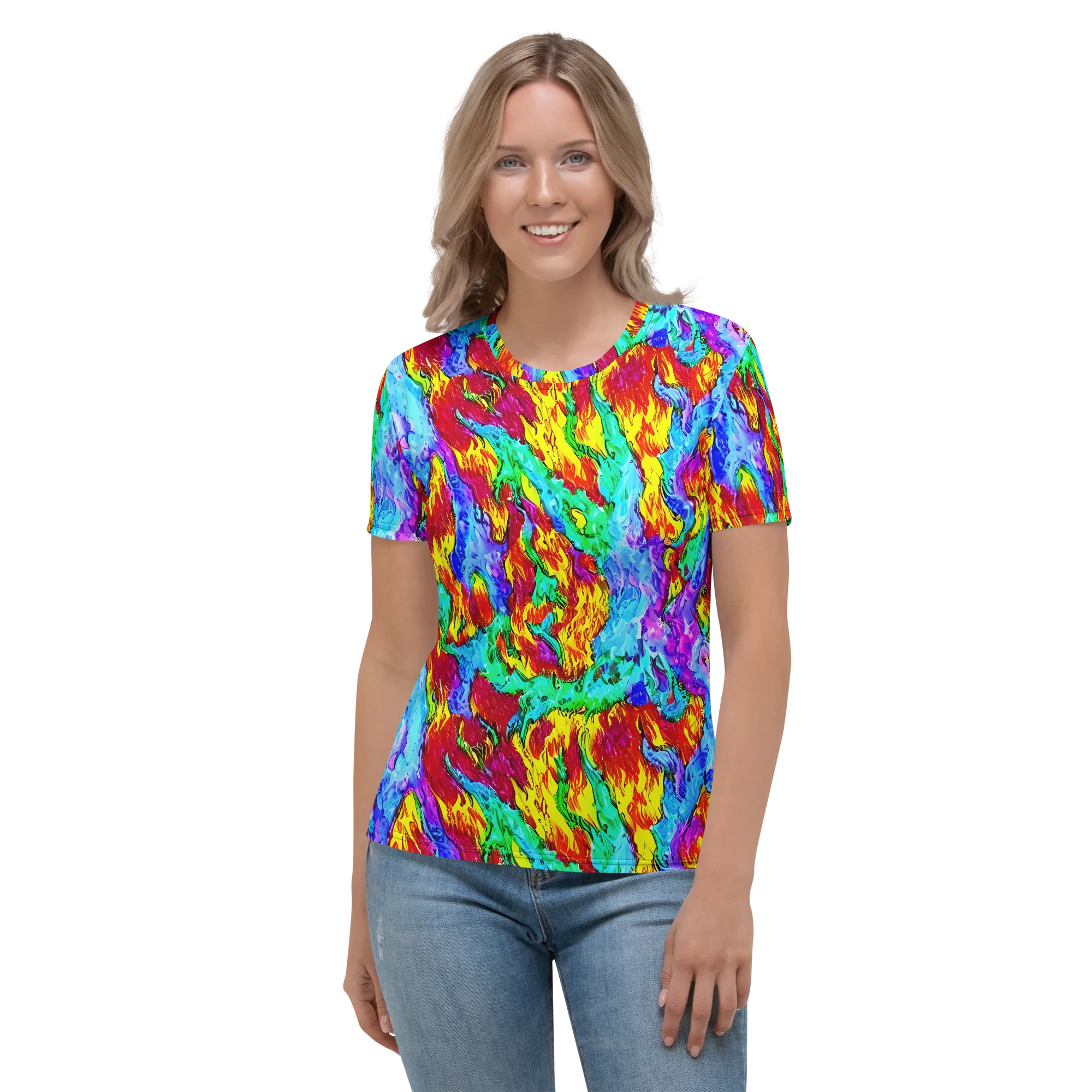 Prismatic Blaze on Women's Crew Neck T-Shirt — Front