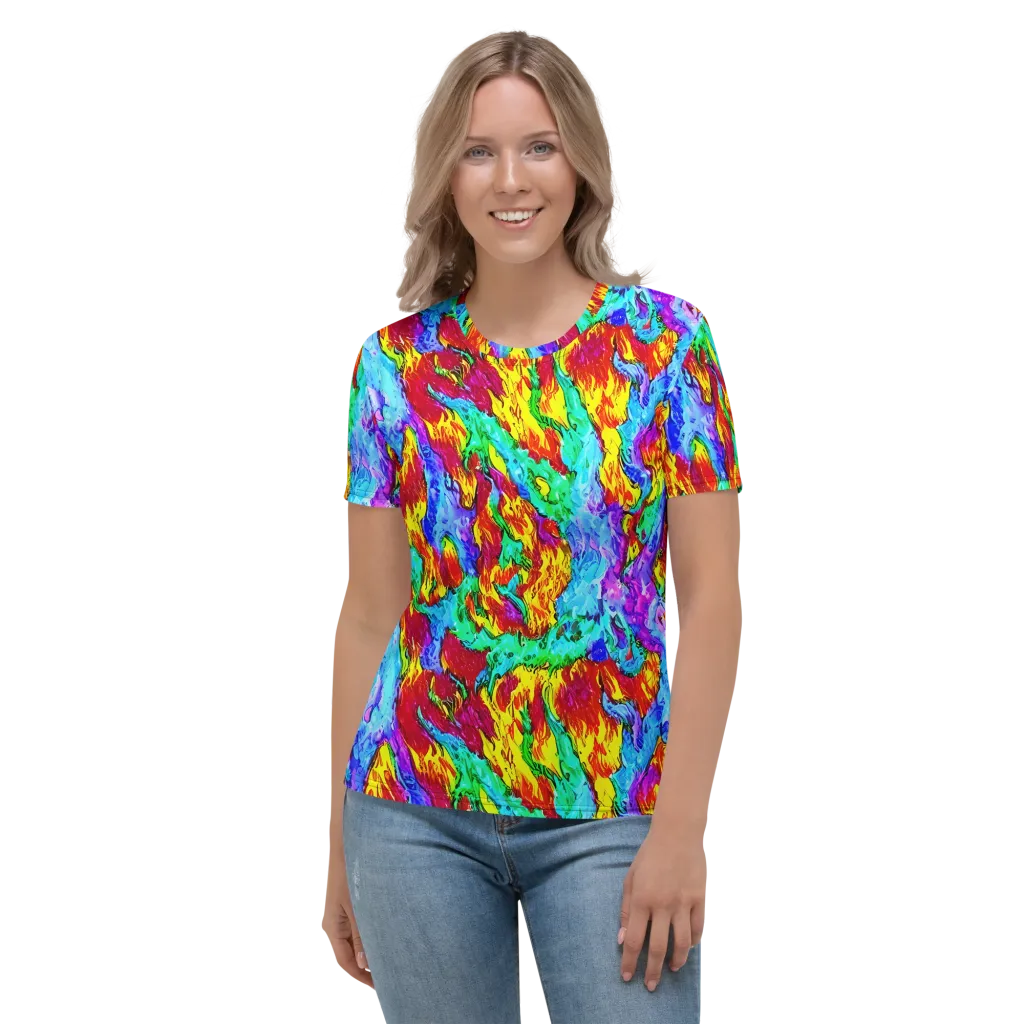 Prismatic Blaze on Women's Crew Neck T-Shirt — Front