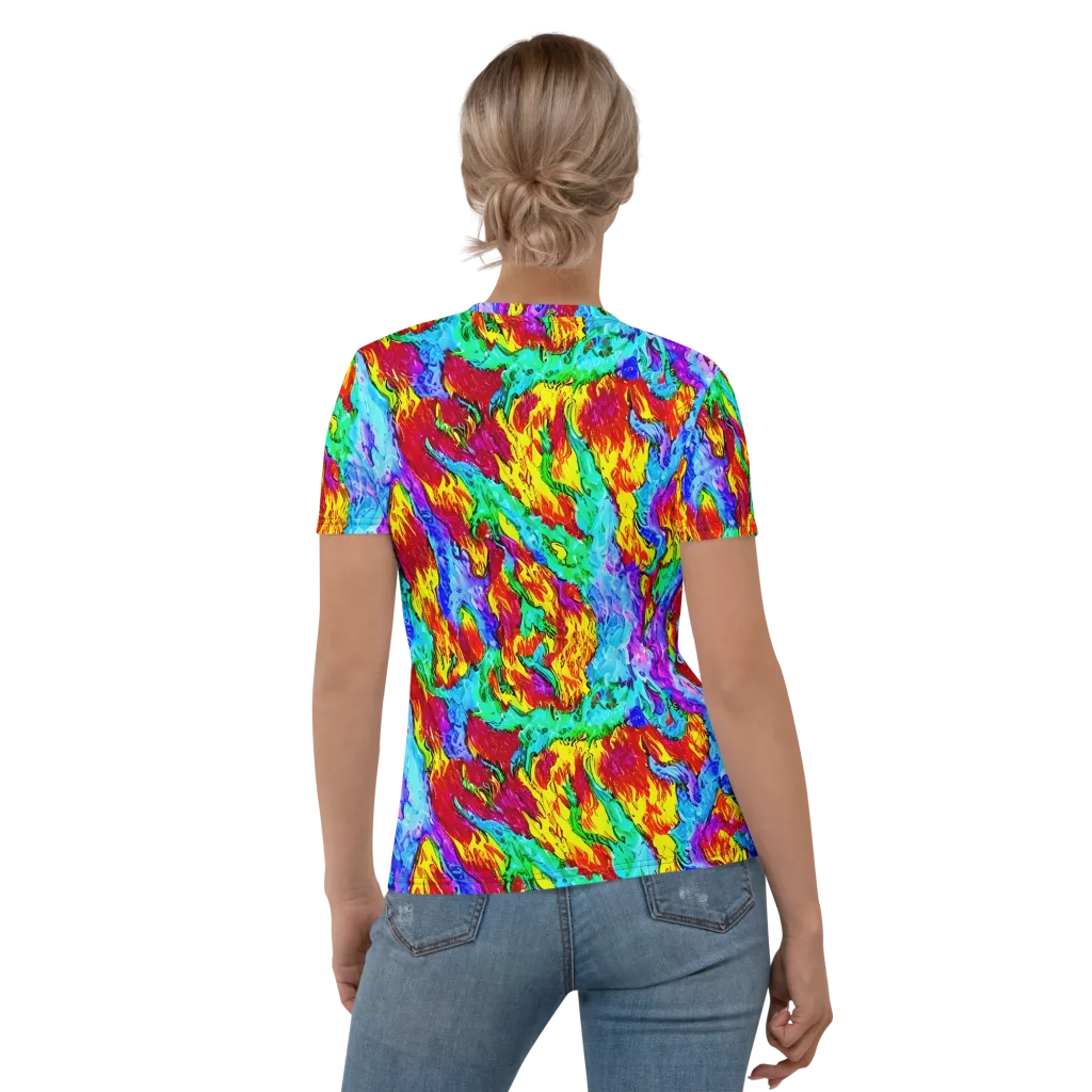 Prismatic Blaze on Women's Crew Neck T-Shirt — Back