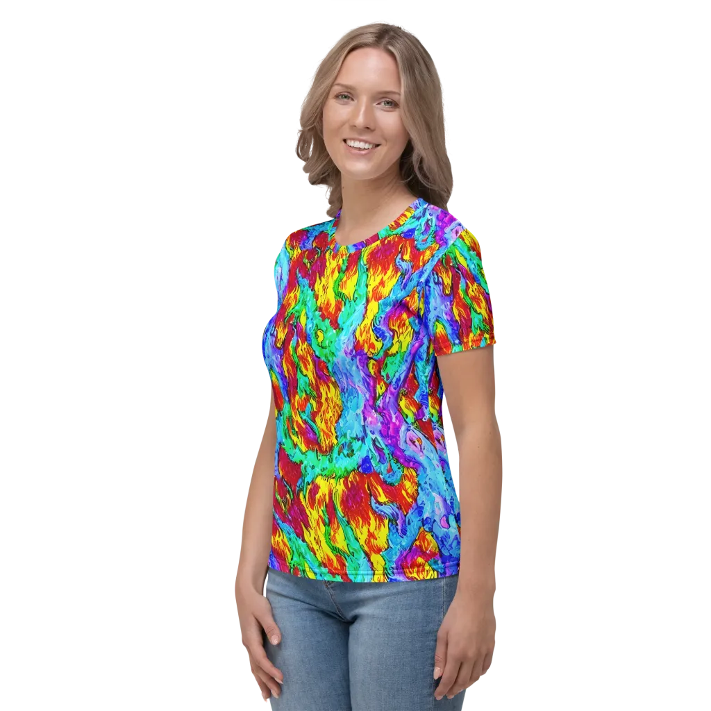 Prismatic Blaze on Women's Crew Neck T-Shirt — Left