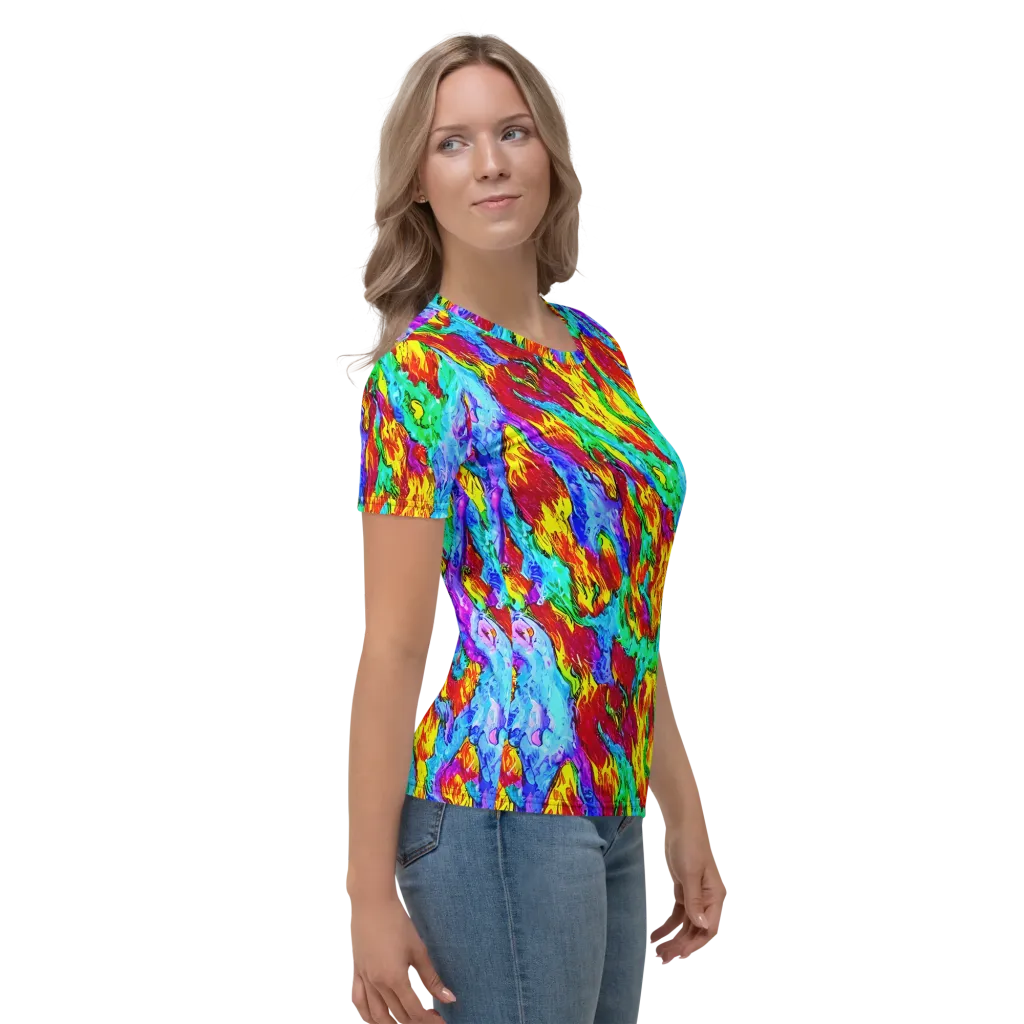 Prismatic Blaze on Women's Crew Neck T-Shirt — Right
