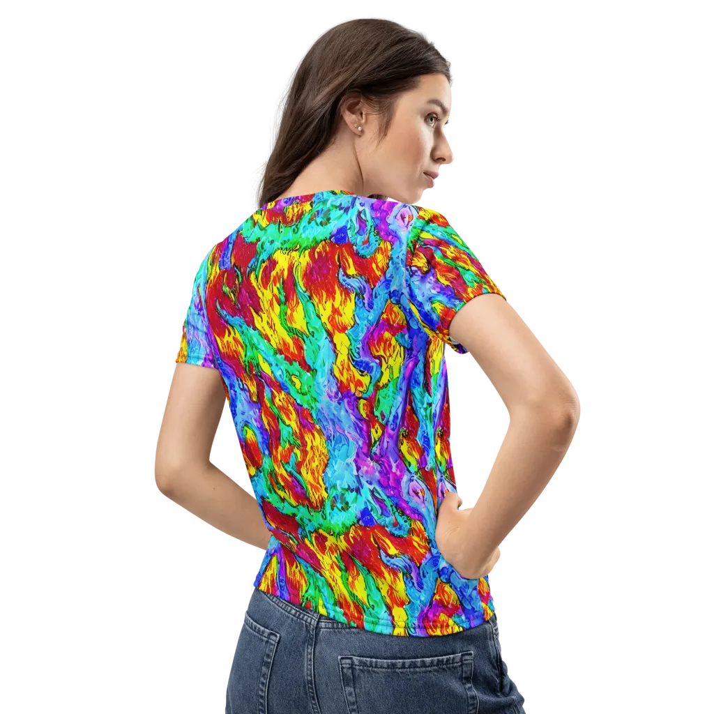 Prismatic Blaze on Women's Crew Neck T-Shirt — Back