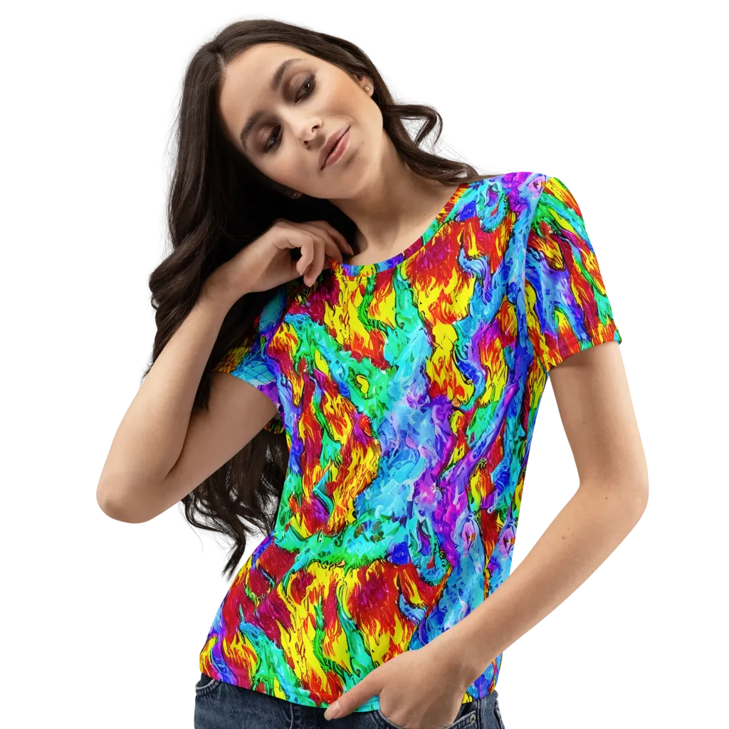 Prismatic Blaze on Women's Crew Neck T-Shirt — Left Front
