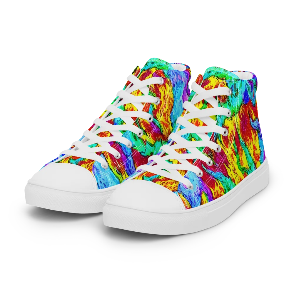 Prismatic Blaze on Women's High Top Canvas Shoes — Left Front