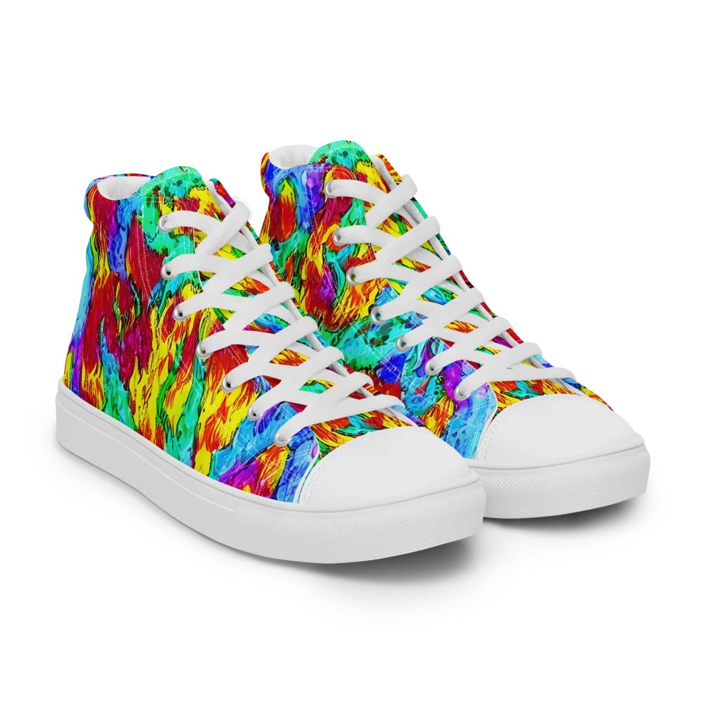 Prismatic Blaze on Women's High Top Canvas Shoes — Right Front