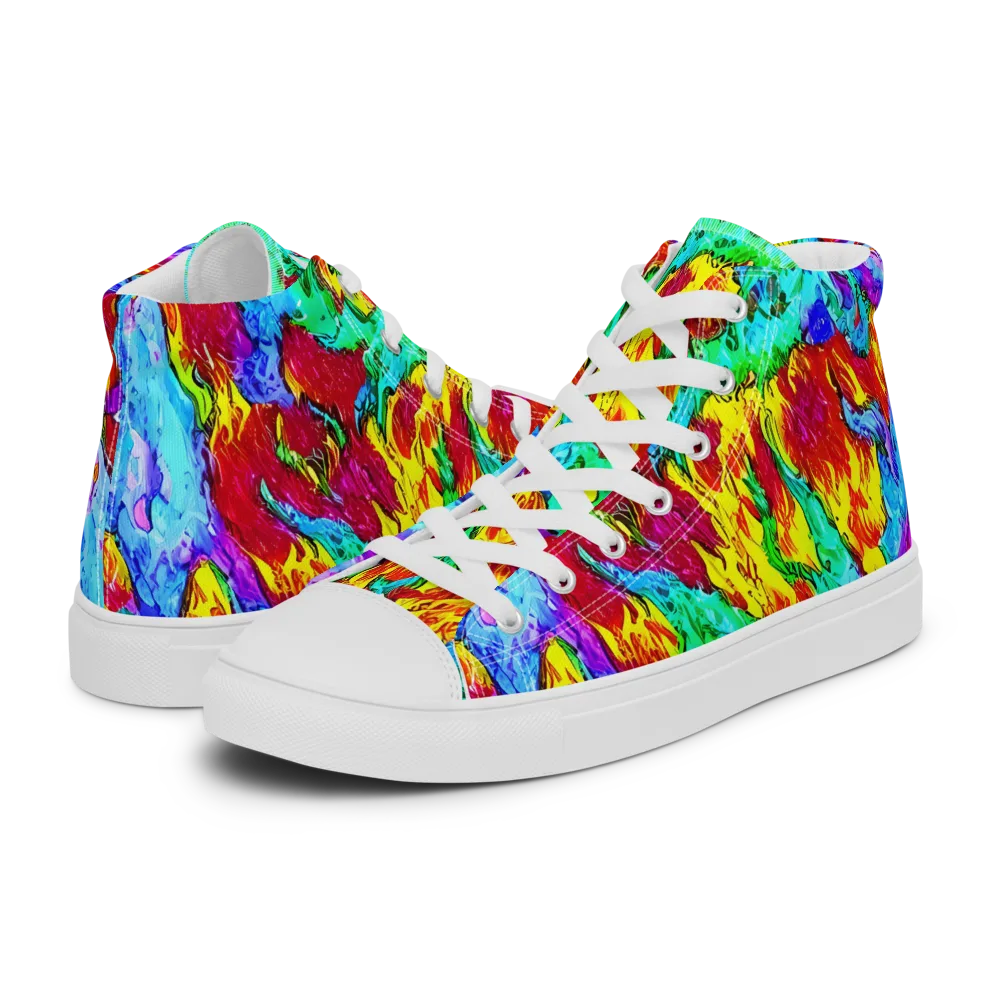 Prismatic Blaze on Women's High Top Canvas Shoes — Left