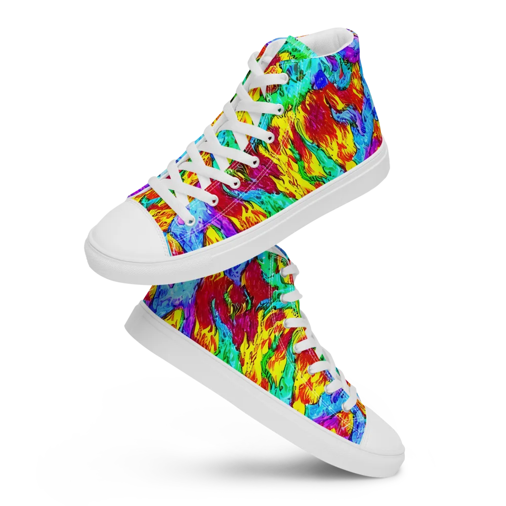 Prismatic Blaze on Women's High Top Canvas Shoes — Front