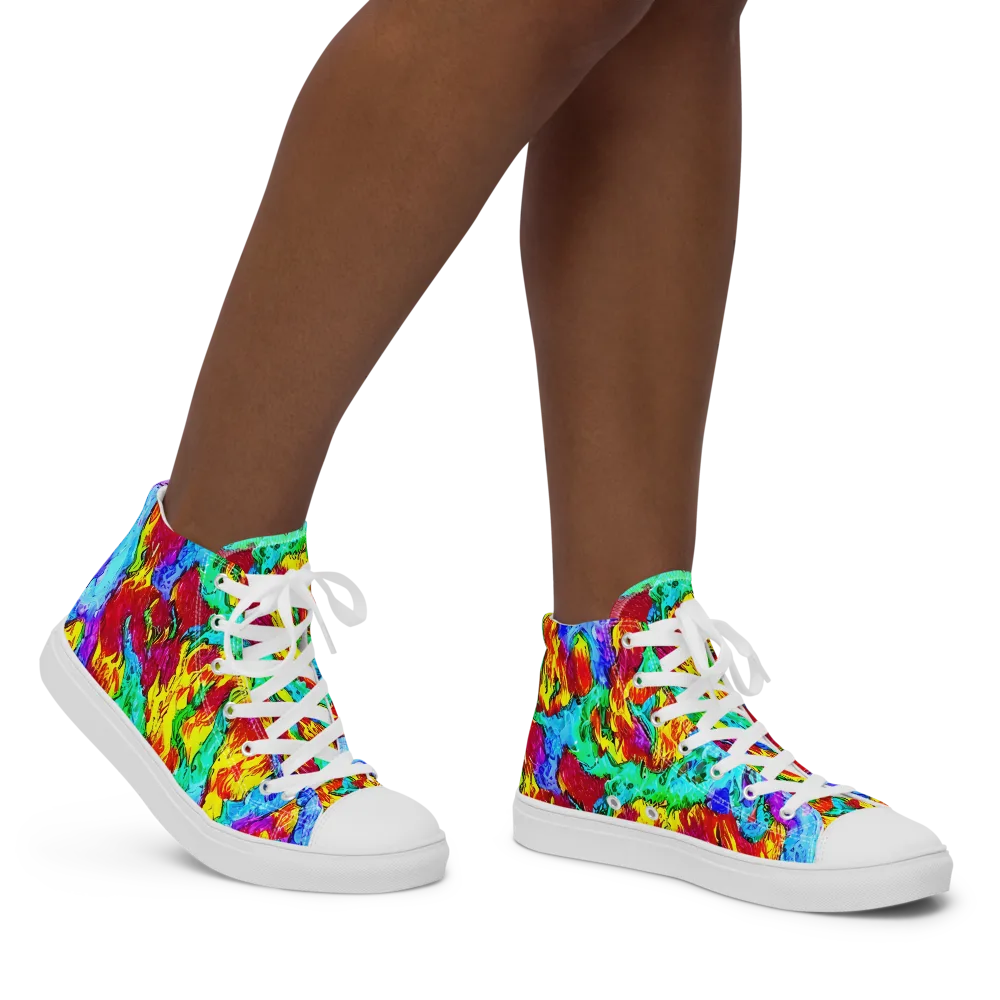 Prismatic Blaze on Women's High Top Canvas Shoes — Right