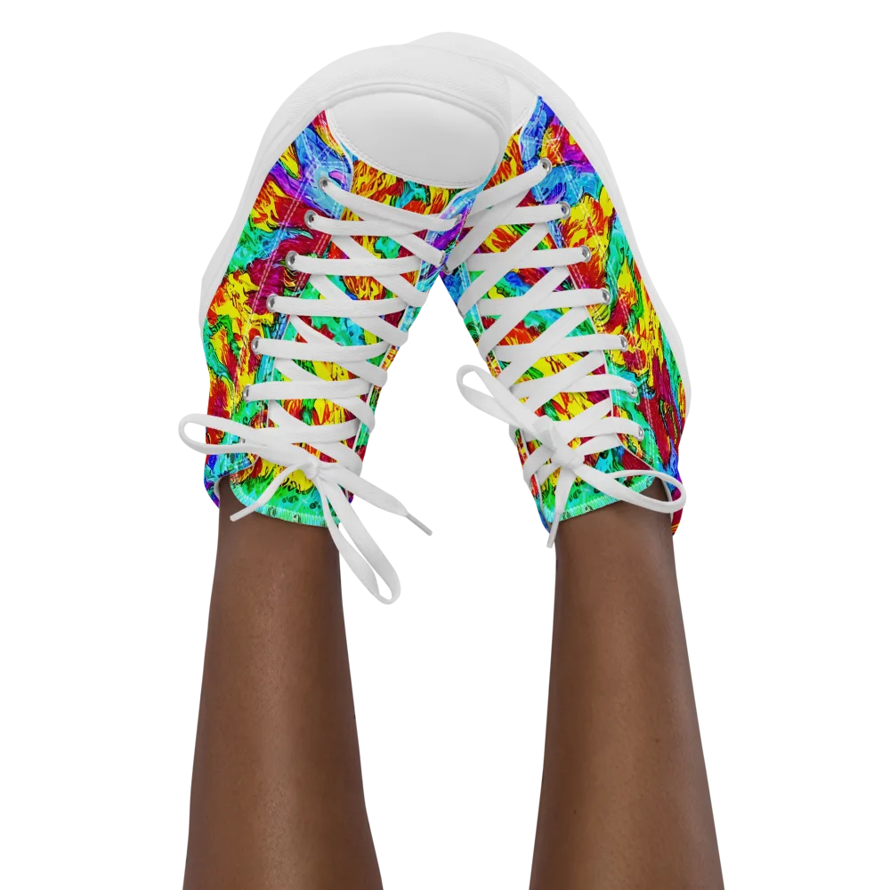 Prismatic Blaze on Women's High Top Canvas Shoes — Front