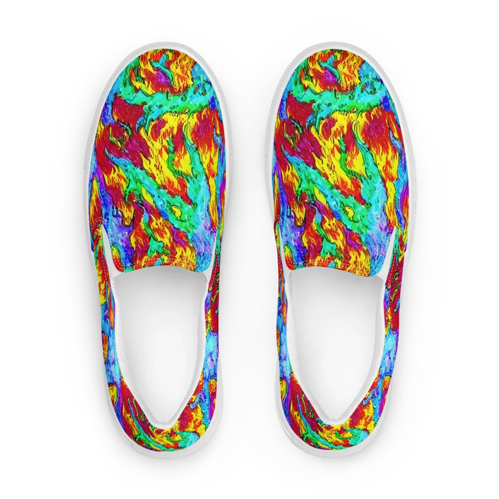Prismatic Blaze on Men's Slip-On Canvas Shoes — Front