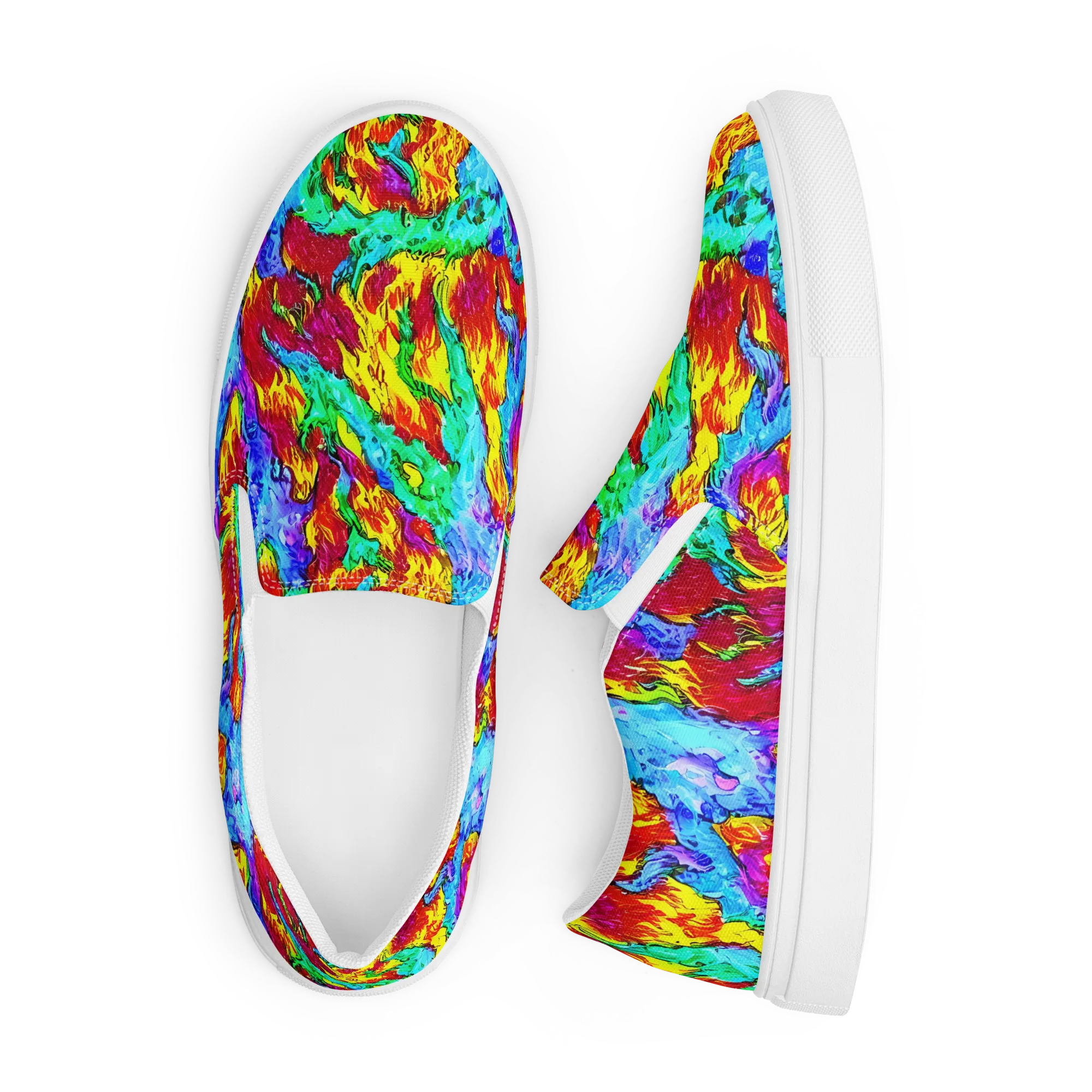 Prismatic Blaze on Men's Slip-On Canvas Shoes — Front