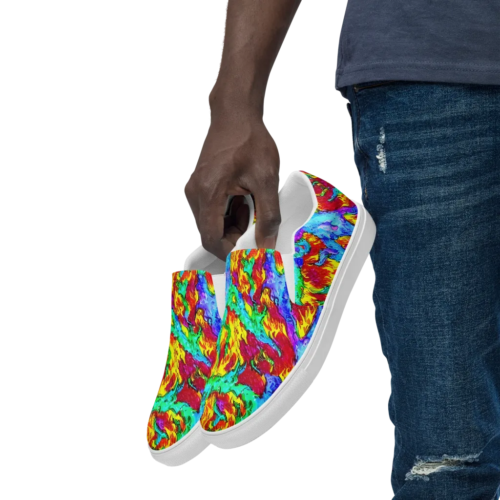 Prismatic Blaze on Men's Slip-On Canvas Shoes — Left Front