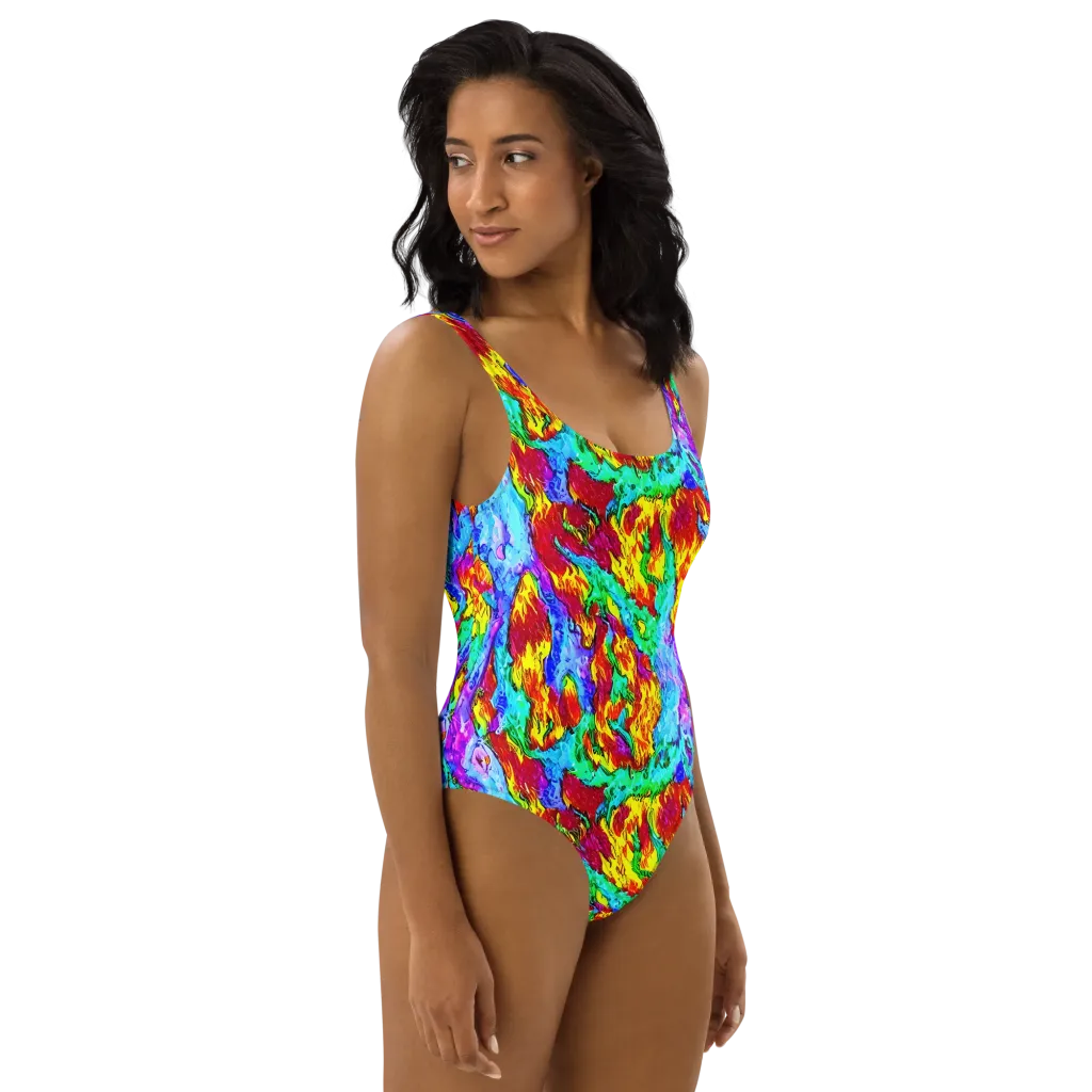 Prismatic Blaze on One-Piece Swimsuit — Right