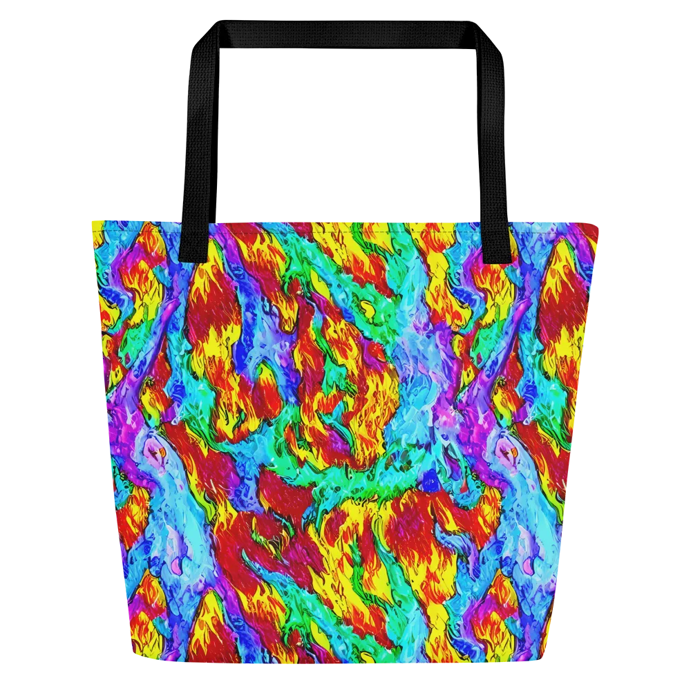 Prismatic Blaze on Large Tote Bag W/ Pocket — Front