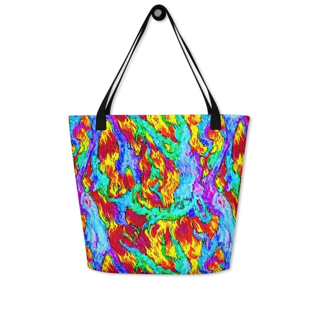 Prismatic Blaze on Large Tote Bag W/ Pocket — Front
