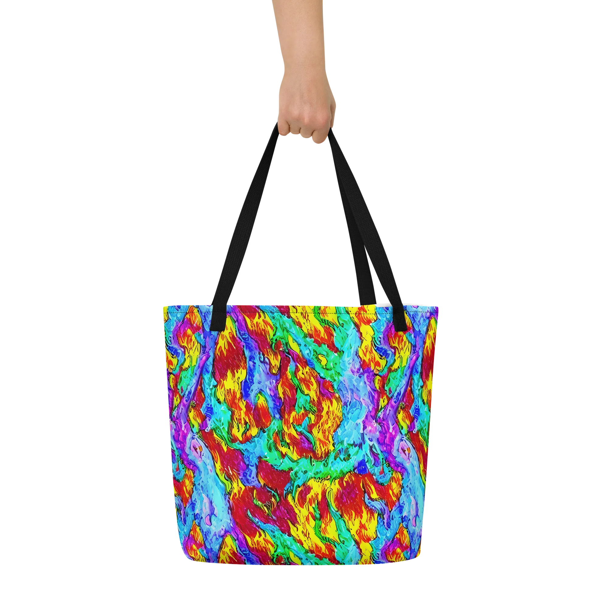 Prismatic Blaze on Large Tote Bag W/ Pocket — Front